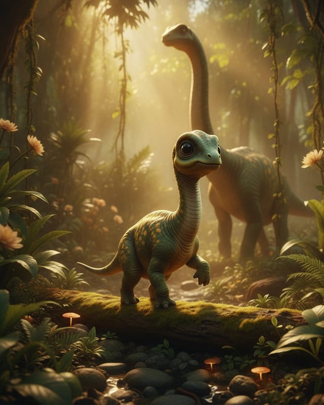 An adorable baby longneck joins you — knee-high and smitten.