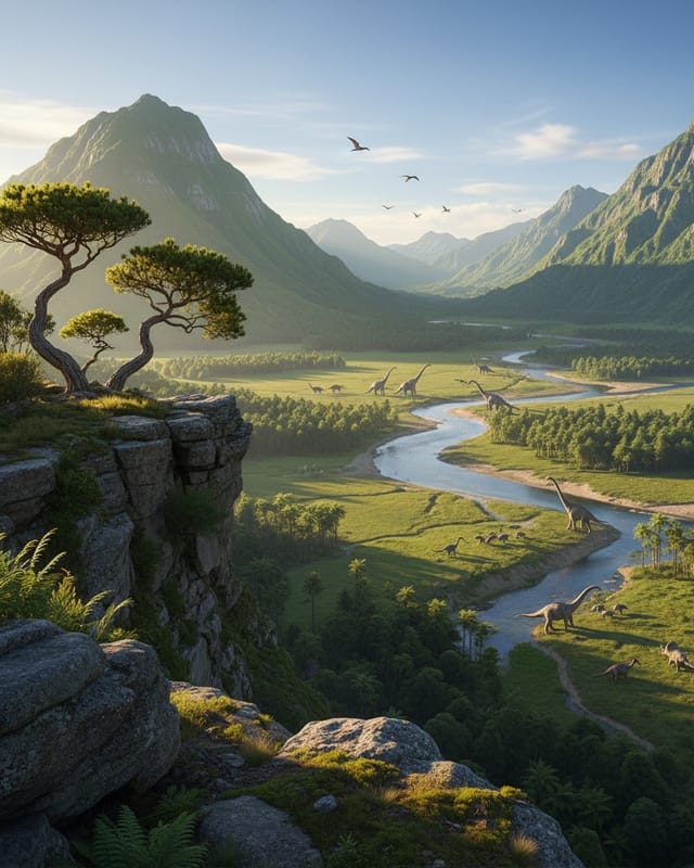 The land behind you fills with roaming herds.
