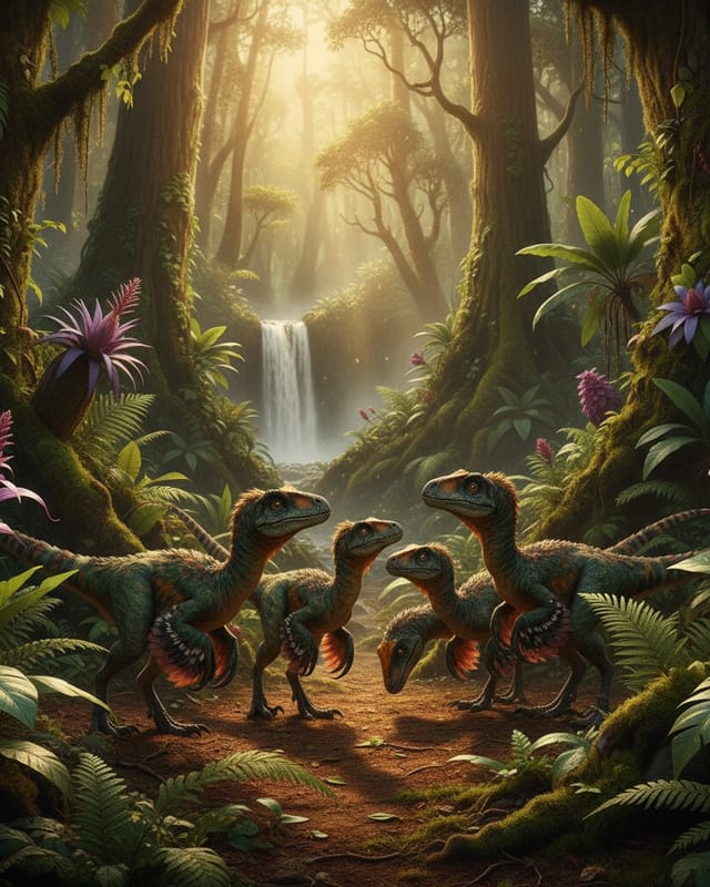 Two curious raptors photobomb from the greenery.